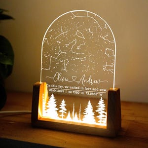 Mapa estelar personalizado por fecha - Regalo de aniversario para él y ella - Luz estelar de compromiso - La noche en que nos conocimos - Mapa estelar de aniversario - Regalo a distancia
