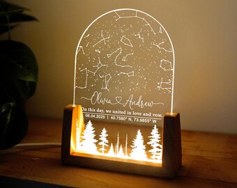 Mapa estelar personalizado por fecha, regalo de aniversario para él o ella, la noche en que nos conocimos, mapa estelar de aniversario, regalo para parejas a distancia, regalo de Navidad para él o ella
