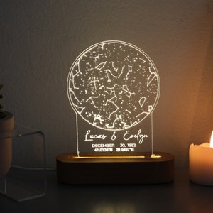 Star Map on Night Light Personalized Constellation Map Custom Night Sky Stars on Wedding Stars Chart Anniversary Gift Celestial image 8