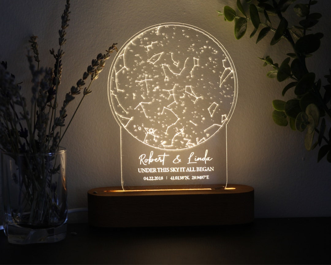 Star Map on Night Light Personalized Constellation Map