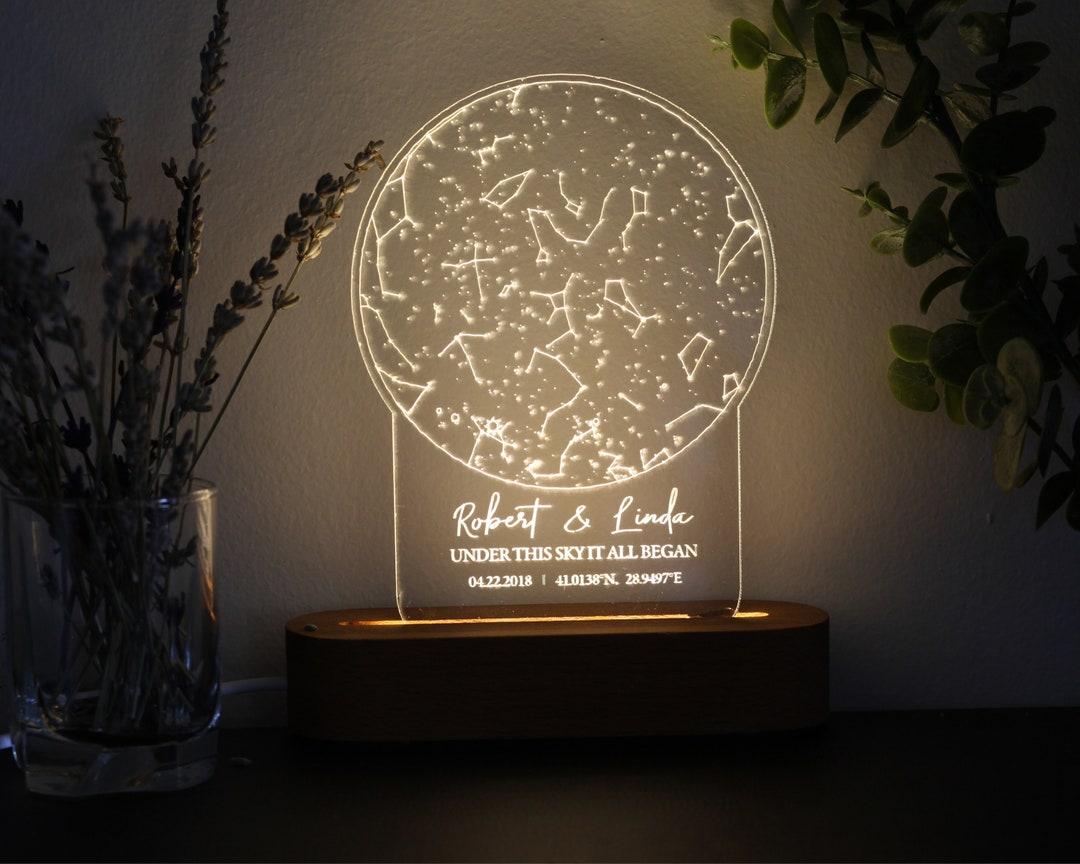 Star Map on Night Light  Personalized Constellation Map