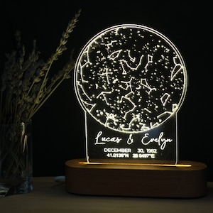 Luce notturna con mappa stellare delle costellazioni: il regalo perfetto per Natale, anniversario o compleanno per mamma, moglie, fidanzata, marito e fidanzato.
