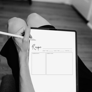 Recipe Card Printable, Productivity Planner, Recipe Card Template, Basic, Simple, Minimalist
