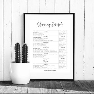 Cleaning Schedule Printable Checklist, Productivity Planner, Cleaning Schedule Printable Template, Basic, Simple, Minimalist