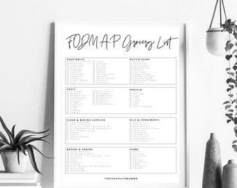 FODMAP Printable Grocery List, Productivity Planner, FODMAP Printable Grocery List, Template, Basic, Simple, Minimalist