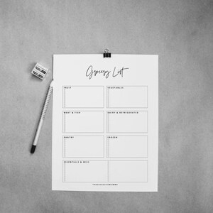 Shopping List Printable Checklist, Productivity Planner, Shopping List Printable Template, Basic, Simple, Minimalist