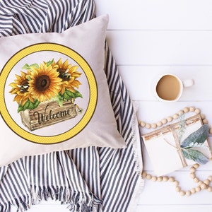 Welcome Sunflower Pillow Cover