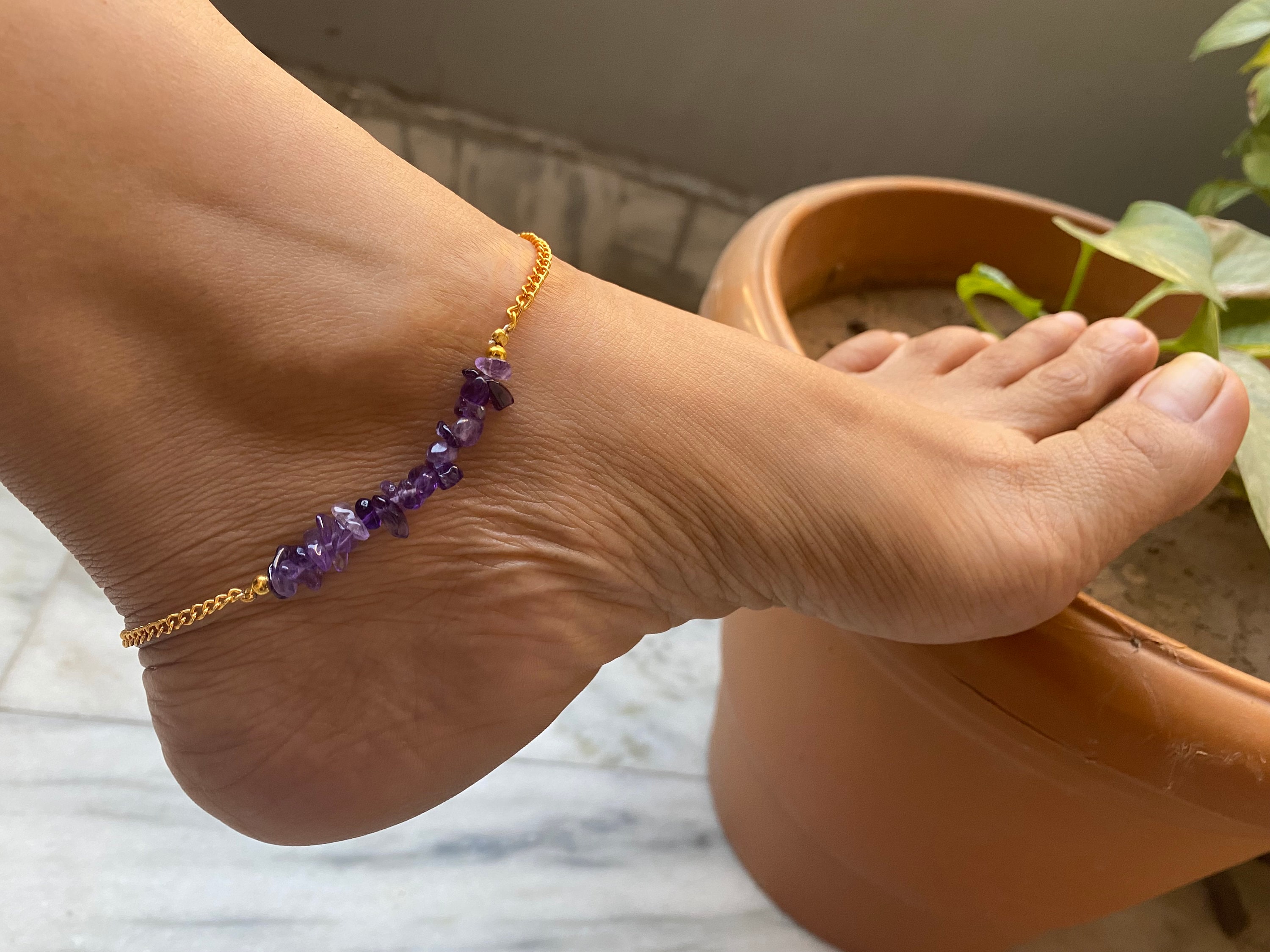 Buy Dainty Amethyst Anklet Natural Semi Precious Minimalist