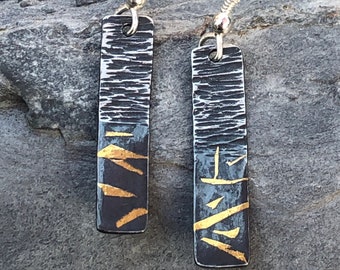 Keum Boo Silver and 24K Gold Earrings