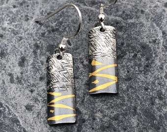 Fine Silver & 24K Gold Keum Boo Earrings