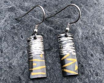 Fine Silver & 24K Gold Keum Boo Earrings