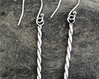 Silver Barley Twist Earrings