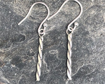 Silver Barley Twist Earrings