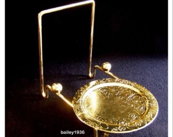 CUP & SAUCER STAND Brass Etched Base Display Holder Easel Engraved