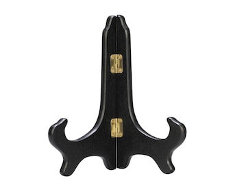 CHOICE of 5&quot;  7&quot;  9&quot; Black Ebony WOOD EASEL Plate Art Display Stand High Quality