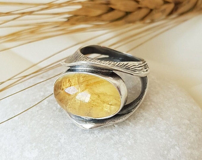 Natural Citrine Ring 925 Sterling Silver