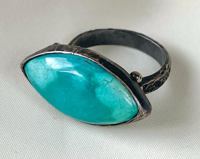 Turquoise Eye Ring Sterling Silver