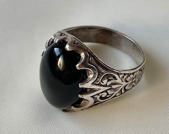Black Onyx Ring 925 Sterling Silver