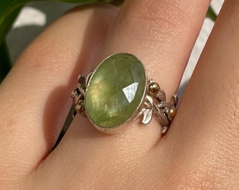 Prehnite Vine Ring Sterling Silver