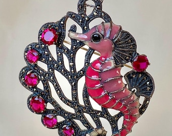 Seahorse Brooch Pendant Sterling Silver