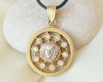 14k Gold Medusa Anhänger Halskette, Sterling Silber griechische Mythologie Schmuck, Geschenk für sie