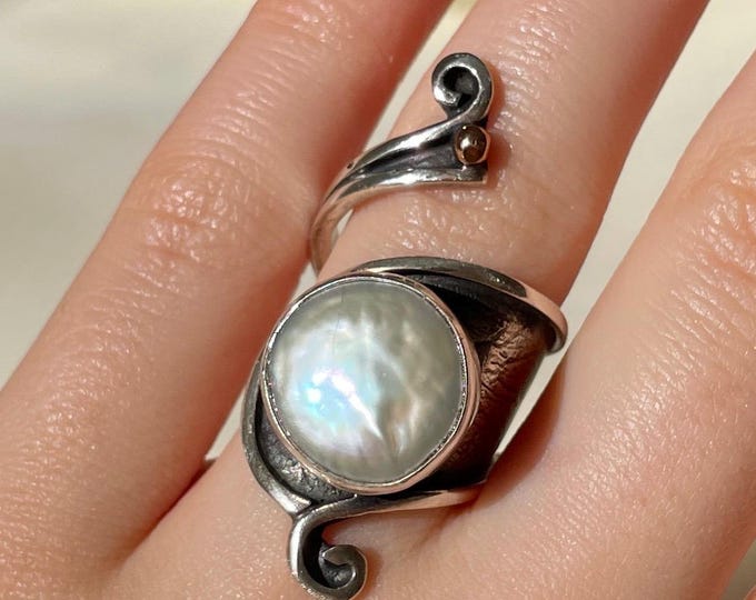 Baroque Pearl Wrap Ring Sterling Silver