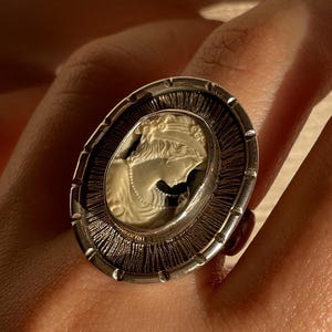 Victorian Cameo Ring 925 Sterling Silver, Vintage Inspired Elegant Statement Ring, Handmade Cameo Jewelry Women, Mothers Day Gift for Her
