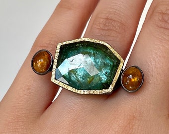Rare Teal Blue Tourmaline Ring 925 Sterling Silver