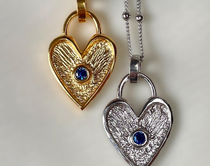 Dark Blue Zircon 18k Gold Vermeil Heart Necklace
