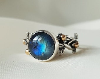 Labradorite Vine Ring 925 Sterling Silver