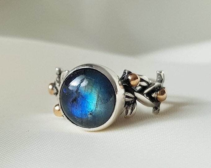 Labradorite Vine Ring 925 Sterling Silver