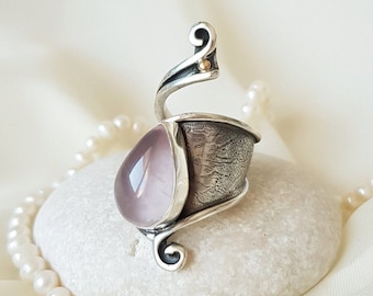 Adjustable Rose Quartz Ring 925 sterling silver, Meaningful Ring, Pink Crystal Ring, Handmade Boho Gemstone Ring, Gift for Her