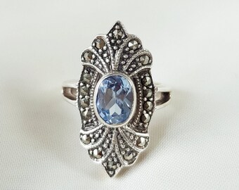 Swiss Blue Topaz Ring 925 Sterling Silver