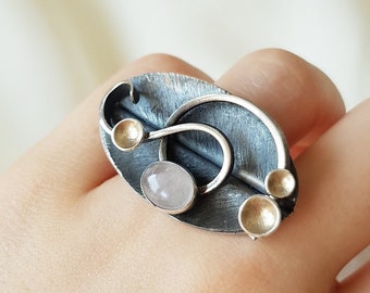Rose Quartz Ornate Ring 925 Sterling Silver