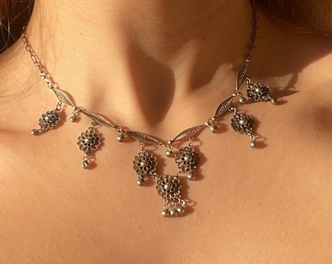 Filigree Bohemian Necklace 925 Sterling Silver