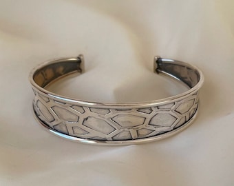 Giraffe Print Cuff Bracelet 925 Sterling Silver