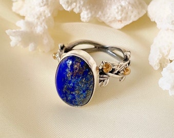Lapis Lazuli Vine Ring 925 Sterling Silver