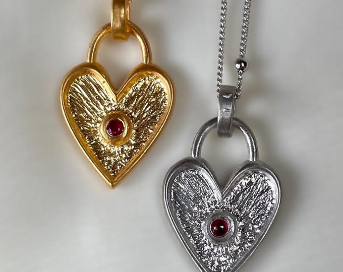 Ruby 18k Gold Vermeil Heart Necklace