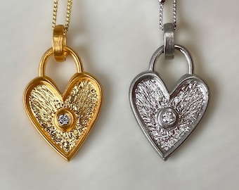 Diamond 18k Gold Vermeil Heart Necklace