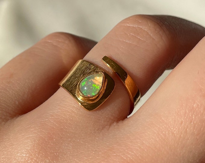 Opal Band Ring 22k Gold Vermeil