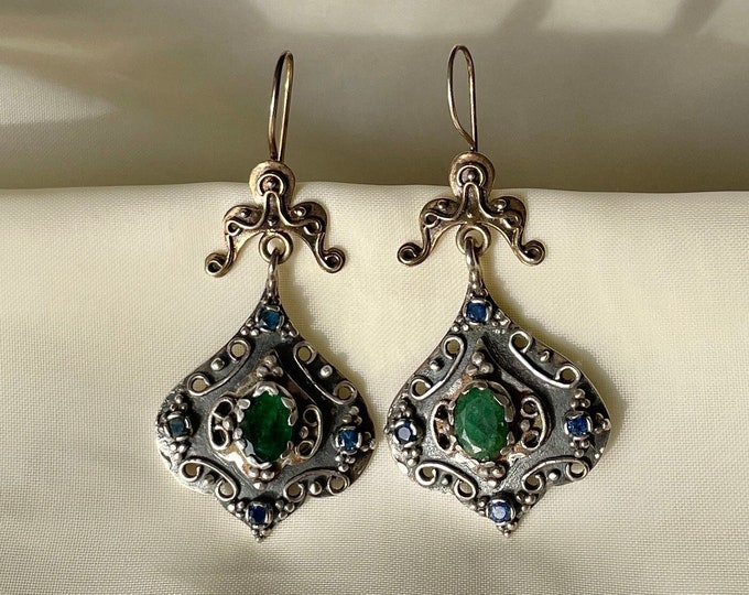 Authentic Emerald Earrings 925 Sterling Silver