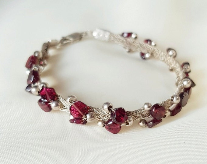 Red Garnet Bracelet Sterling Silver