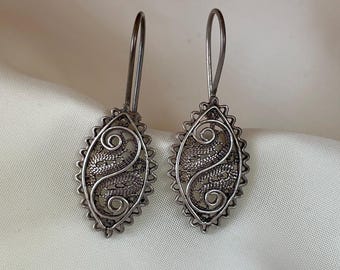 Filigree Dangle Earrings 925 Sterling Silver