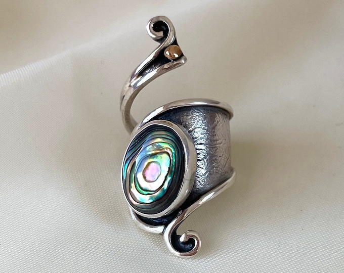 Abalone Shell Wrap Ring 925 Sterling Silver