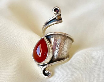 Red Carnelian Wrap Ring 925 Sterling Silver