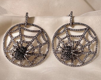 Spider Web Halloween Earrings 925 Sterling Silver