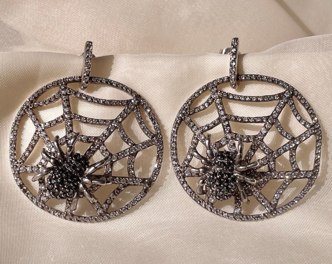 Spider Web Halloween Earrings 925 Sterling Silver