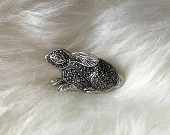 Vintage Bunny Rabbit Brooch Sterling Silver, Cute Rabbit Brooch, Easter Gift, Animal Jewelry, Gift for Daughter, Gift for Her, Animal Brooch