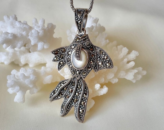 Goldfish Pendant With Mother Of Pearl 925 Sterling Silver