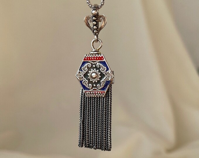Vintage Celestial Sun Tassel Pendant 925 Sterling Silver